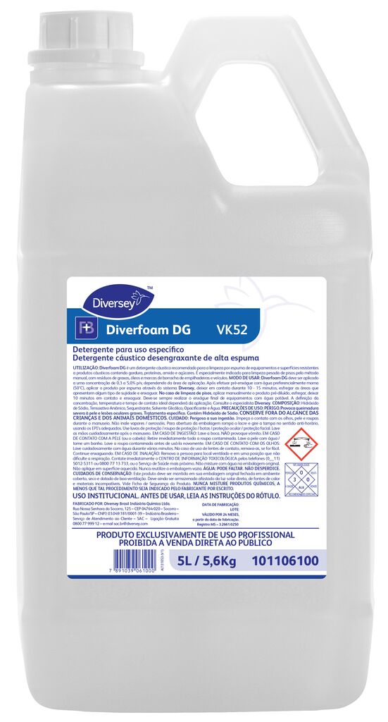 DIVERFOAM DG 5L - DETERGENTE PARA USO ESPECÍFICO DETERGENTE CÁUSTICO DESENGRAXANTE DE ALTA ESPUMA